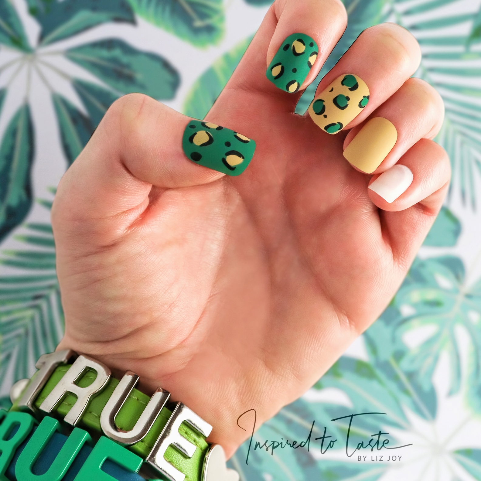 Green & gold leopard print press-on nails – Inspired to Taste